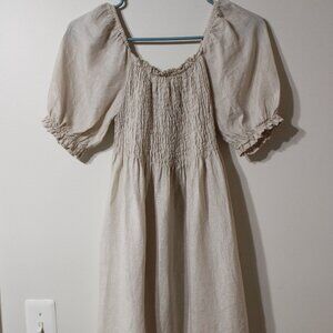 Women's Bellambra Made in Italy 100% Linen Size Small Ruched Front Midi Dress